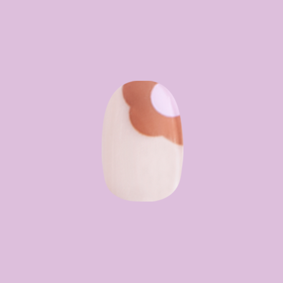 Big Fall Blooms - Press-On | Extra Short | Round nail with neutral base and modern jumbo floral design for easy mani