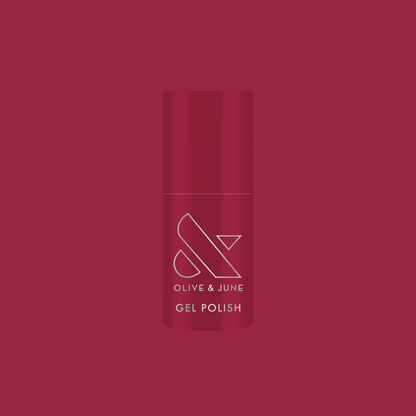 JG - Gel bottle in a rich berry shade for a bold, long-lasting gel polish manicure by Olive and June