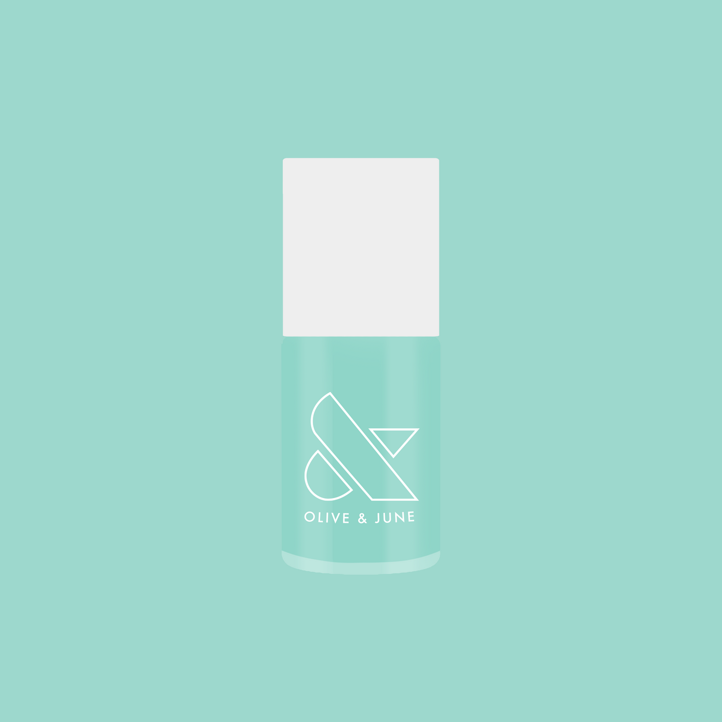 Bottle of All Manis on Deck gel polish in bright blue-green shade against matching background
