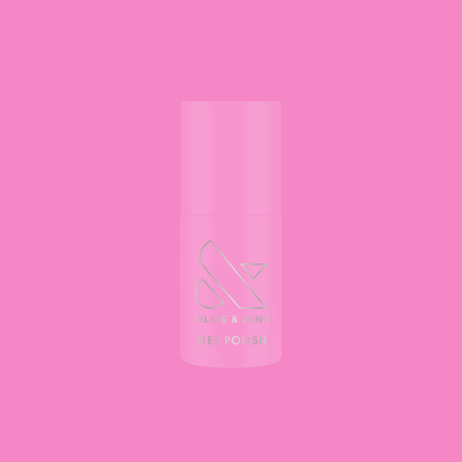 Permanent Vacation - Gel bright pink gel polish bottle on pink background for a vibrant mani or pedicure option