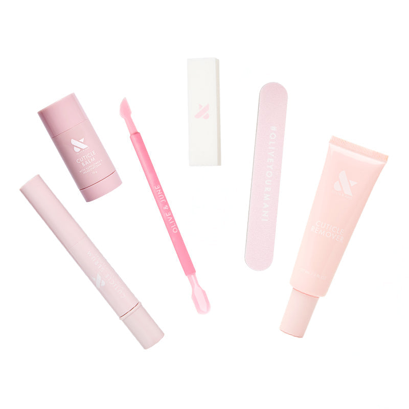 Cuticle Care Set with tools and treatments to hydrate, nourish, and soften cuticles for healthy nail maintenance