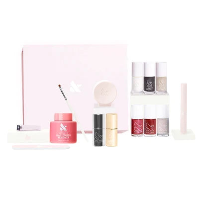 The Mani System nail polish and manicure tools set with various shades for easy at-home mani and pedis by Olive and June