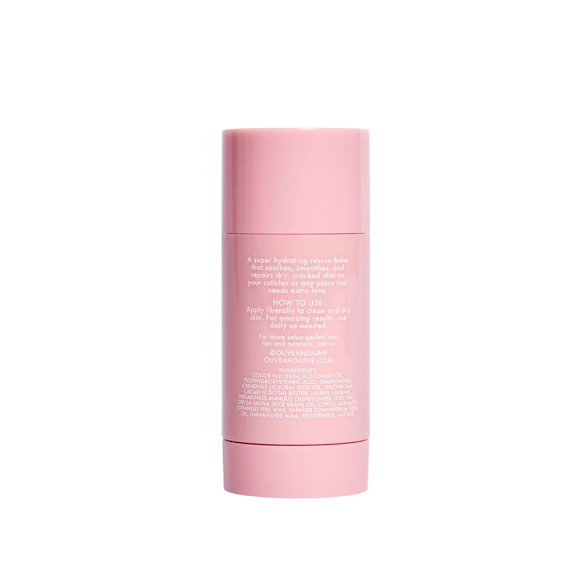 Cuticle Balm in a pink stick applicator for moisturizing dry cuticles and supporting at-home manicure care routines