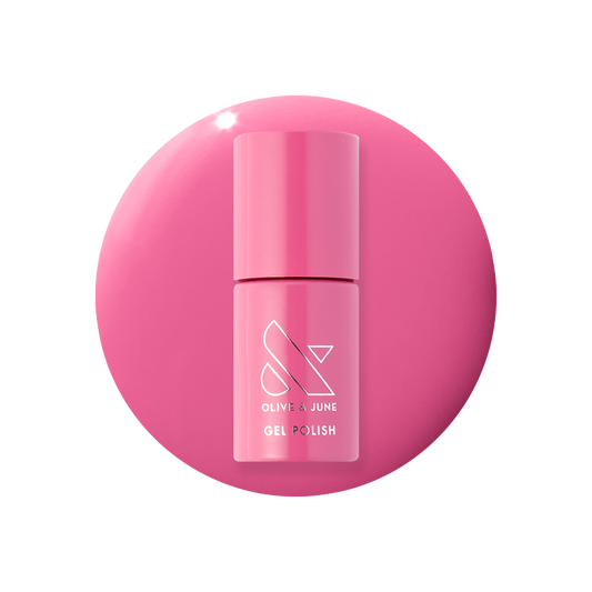 Prom - Gel bottle shown in bold magenta pink for a bright, long-lasting at-home gel manicure by Olive and June