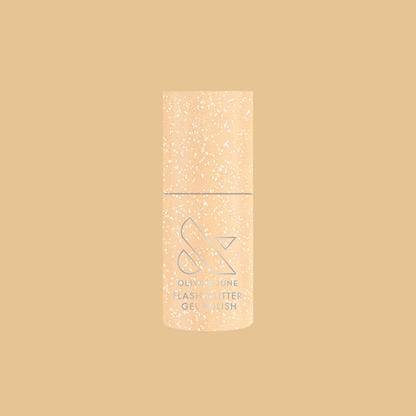 Pop Fizz Mani Gel bottle showing sparkling yellow gold flash glitter gel polish for festive at-home manicures