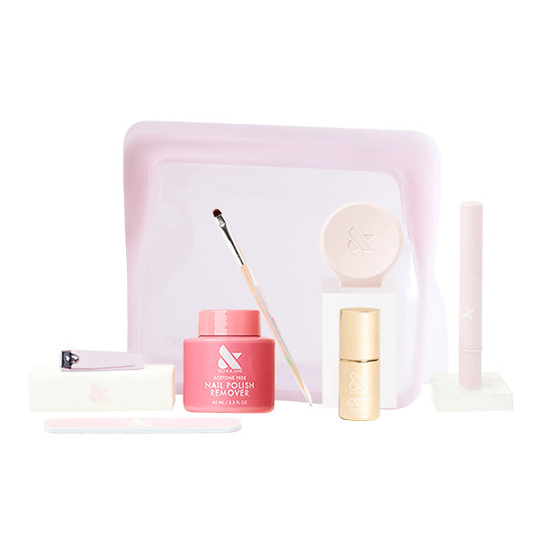 The Quick Dry Mani System - 6 Polishes including remover, brush, tools, and case for easy at-home manicure and quick polish drying